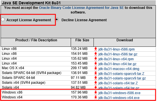 Java SE Development Kit のダウンロード