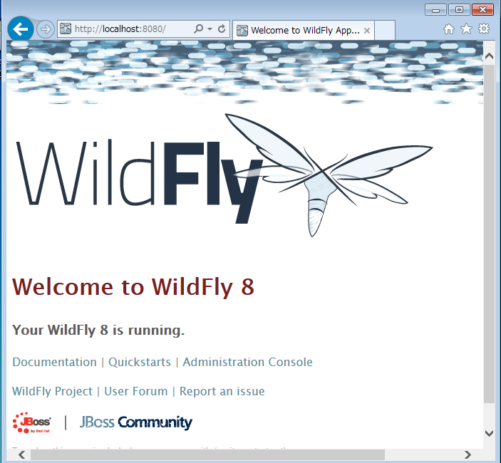 WildFly 8.2.0.Final の Welcome 画面